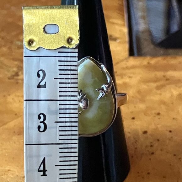Natural Connemara Marble Sterling Silver Claddagh Ring Size 9 - Picture 7 of 9